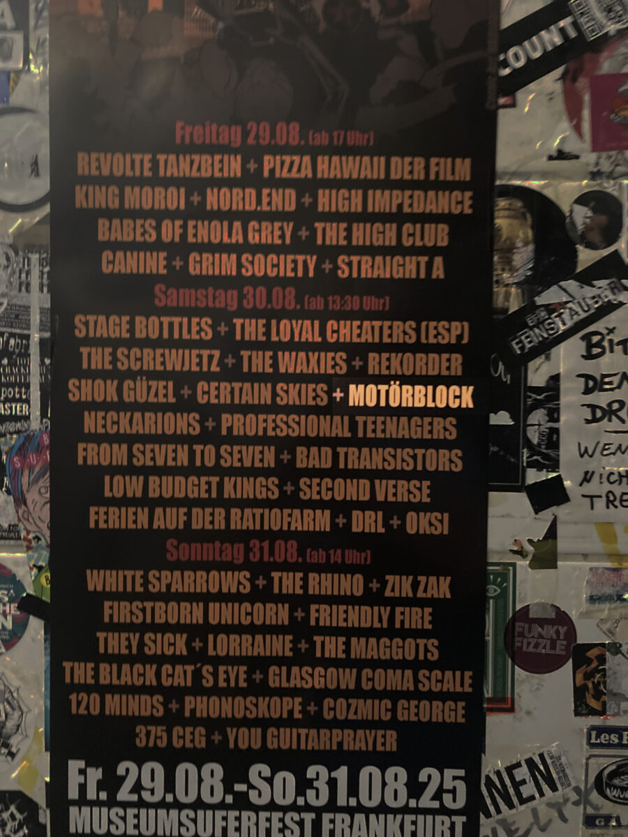 Plakat der Feinstaubbühnen, zwischen 41 anderen Bands auch: Motörblock